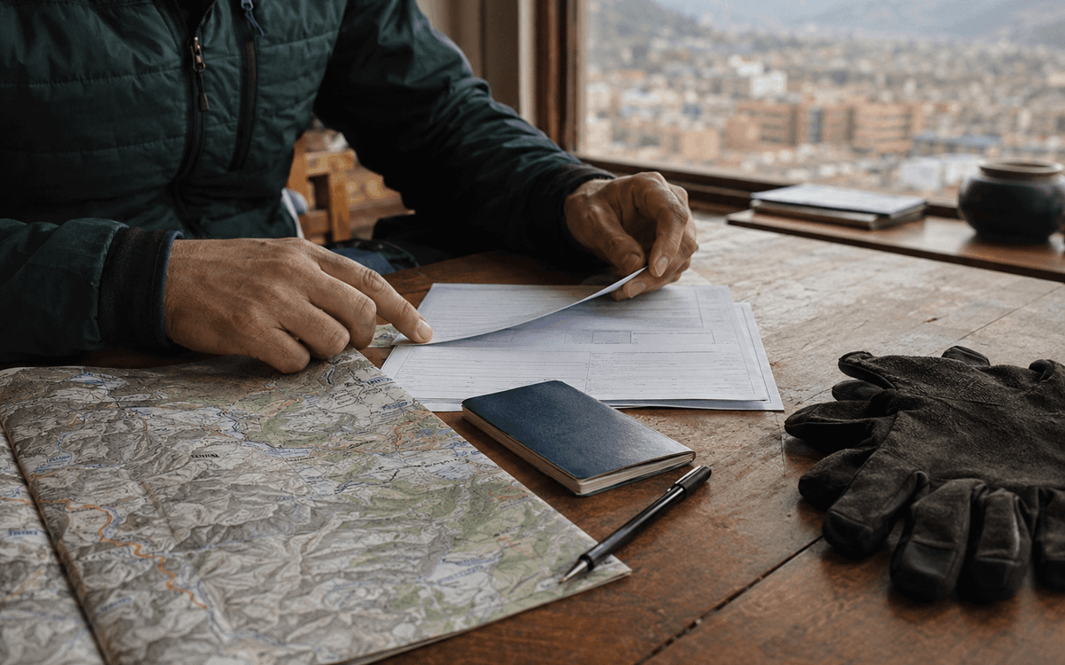 Thrill Himalaya Manaslu trek permit documents and route map prepared for the permit application
