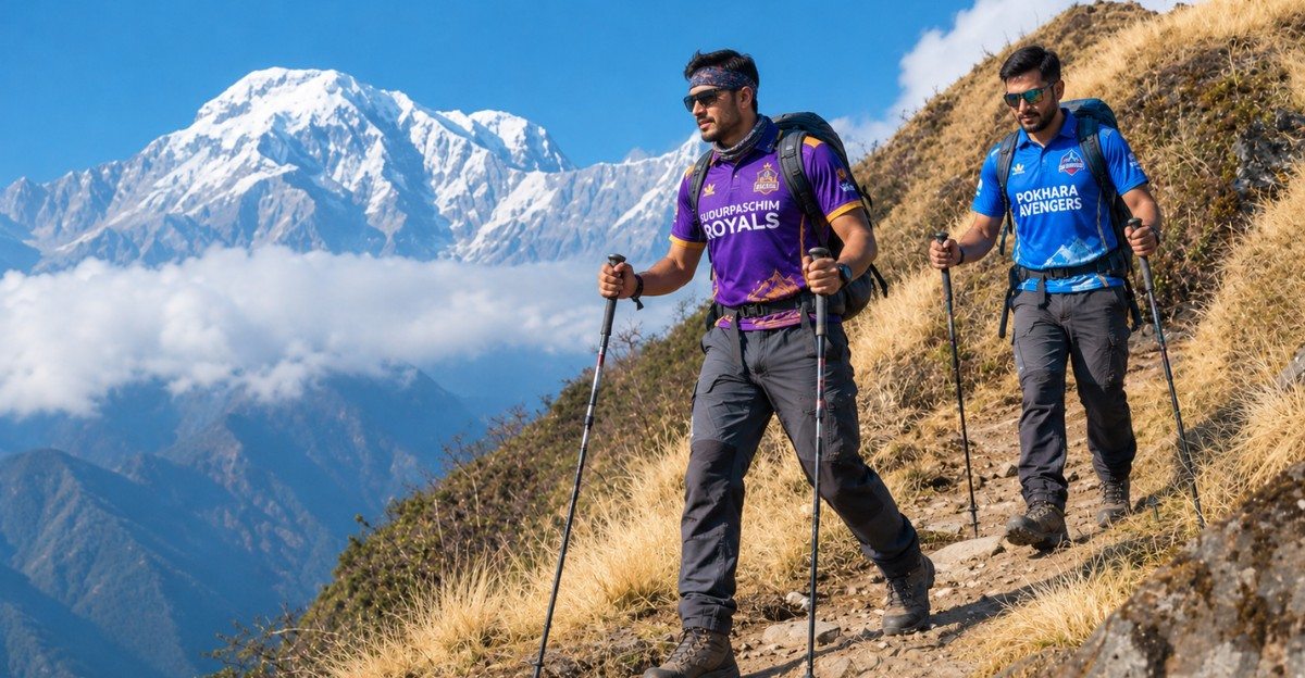 Trekkers enjoying a Nepal trek combined with a Nepal Premier League Season 3 match visit in Kathmandu
